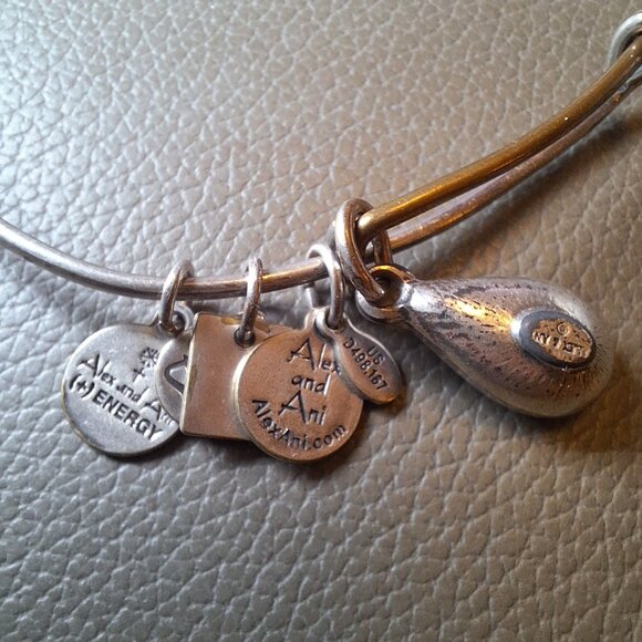 Alex And Ani Bangle Bracelet Blue Teardrop Tiny Charms - Picture 4 of 5